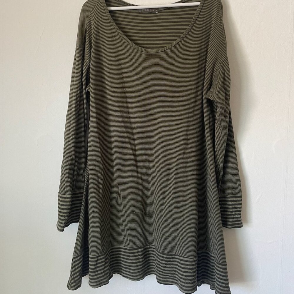 Cut Loose Contrast Striped Cuff Tunic Mini Dress XL